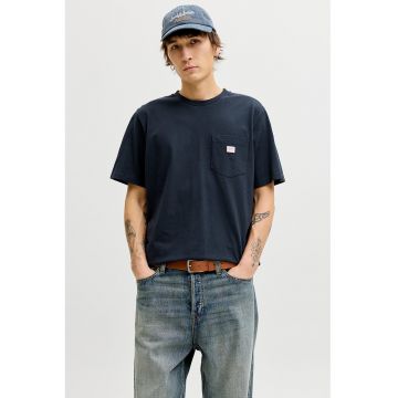 Tricou din amestec de bumbac organic cu buzunare - Albastru ultramarin
