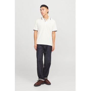 Tricou polo cu garnituri contrastante - Alb