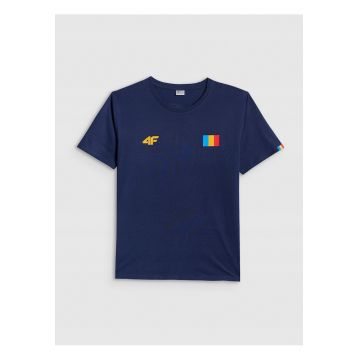 Tricou suporter barbati  bleumarin - bumbac - croiala regulara - imprimeuri frontale si dorsale
