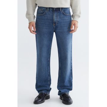 Blugi relaxed fit cu buzunare - Albastru inchis