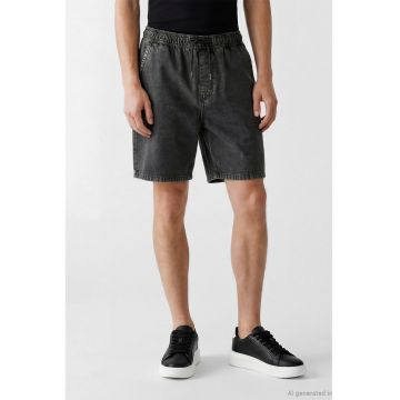 Blugi scurti lejeri cu talie elastica - Negru stins