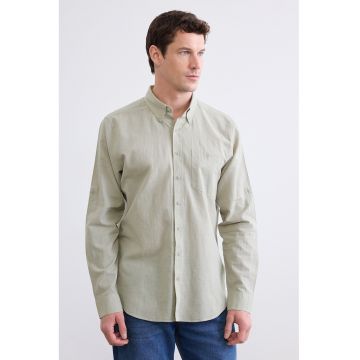 Camasa Oxford de bumbac si in - Verde pal