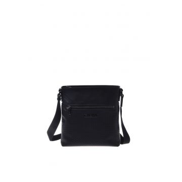 Geanta crossbody cu buzunare cu fermoar - Negru