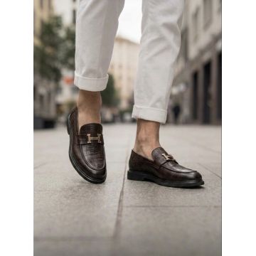 Mocasini barbati H  casual  maro  piele eco  comozi   H03