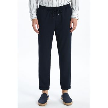 Pantaloni conici cu talie elastica - Negru