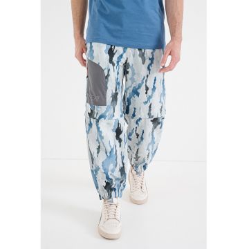 Pantaloni convertibili cu model abstract - Alb murdar/Albastru/Gri inchis