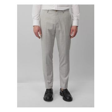 Pantaloni costum barbati - cu talie medie si croiala Slim fit - Gri deschis -