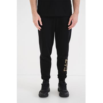 Pantaloni de trening cu imprimeu logo - Negru
