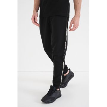 Pantaloni de trening cu segmente logo laterale - Negru