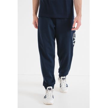 Pantaloni de trening relaxed fit cu imprimeu logo lateral - Albastru inchis