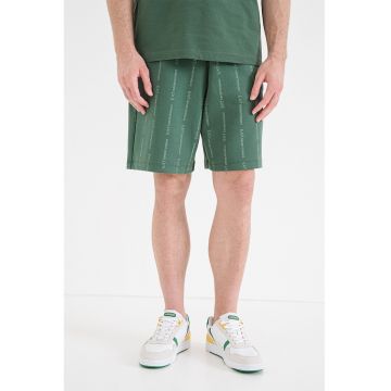 Pantaloni de trening scurti cu model logo - Verde iarba