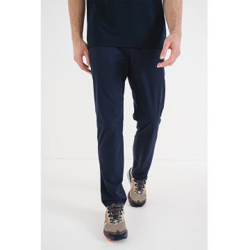 Pantaloni regular fit cu model uni si buzunare laterale - Albastru ultramarin