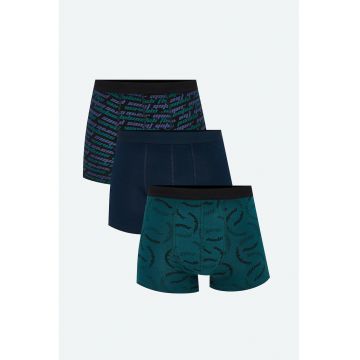 Pantaloni scurti din amestec de bumbac cu imprimeu - Albastru inchis/Albastru petrol