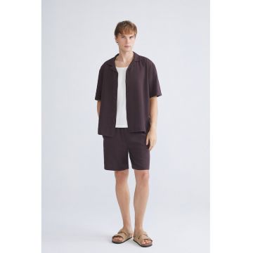 Pantaloni scurti relaxed fit din bumbac - Maro inchis