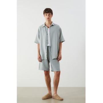 Pantaloni scurti uni de bumbac - Gri cenusiu