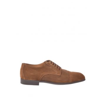Pantofi brogue de piele intoarsa - Maro