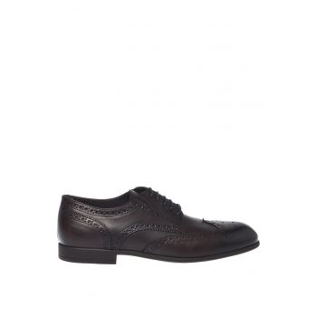 Pantofi derby de piele - Maro inchis