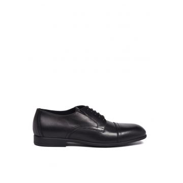 Pantofi Derby de piele uni - Negru