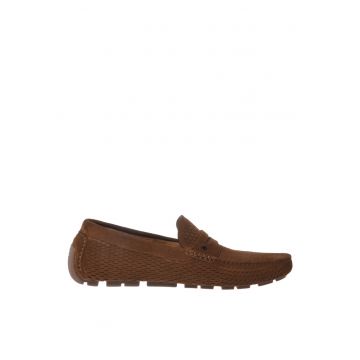 Pantofi loafer de piele intoarsa - Maro