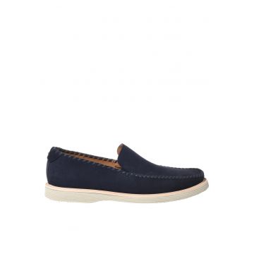 Pantofi loafer uni de piele intoarsa - Albastru