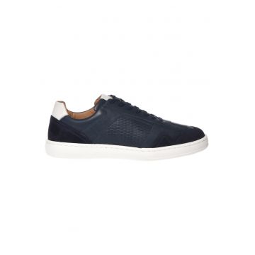 Pantofi sport de piele cu garnituri de piele intoarsa - Albastru