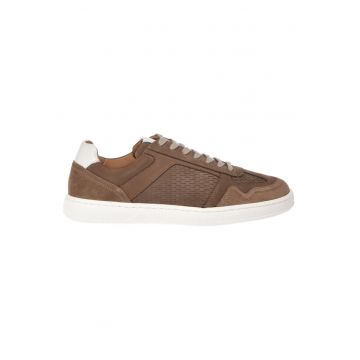 Pantofi sport de piele intoarsa cu peforatii - Bej