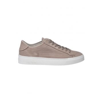 Pantofi sport de piele nabuc cu aspect impletit - Bej