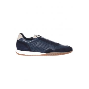 Pantofi sport slip-on de piele si piele intoarsa - Albastru
