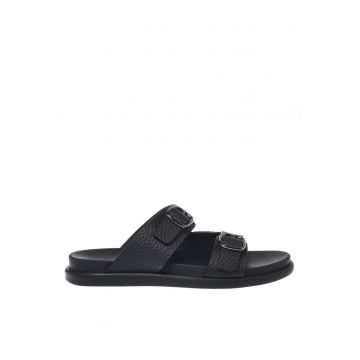 Papuci de piele - Negru