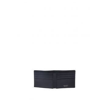Portcart pliabil de piele cu model piele de reptila - Albastru