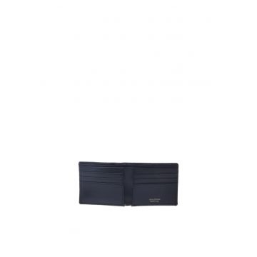 Portcart pliabil de piele cu model piele de reptila - Negru