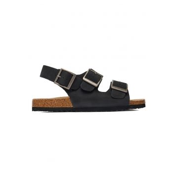 Sandale barbatesti  piele naturala - catarama - negru -