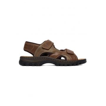 Sandale barbatesti -  velcro - maro piele ecologica