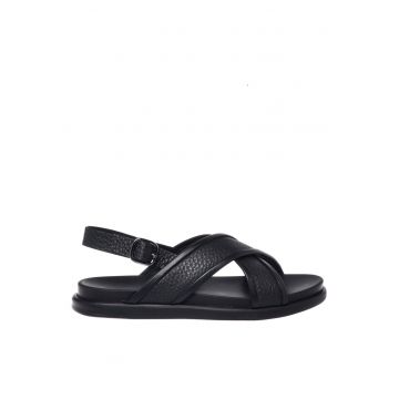 Sandale uni de piele - Negru