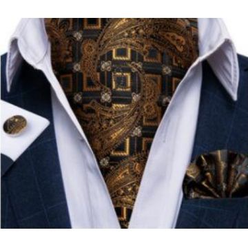Set cravata / esarfa / lavaliera Ascot + batista + butoni, model 2