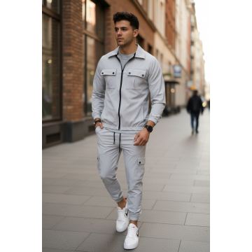 Trening barbati slim fit gri Pantaloni + Hanorac 1012 P20-1.3