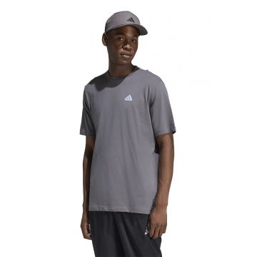 Tricou cu decolteu la baza gatului si logo Icon - Gri