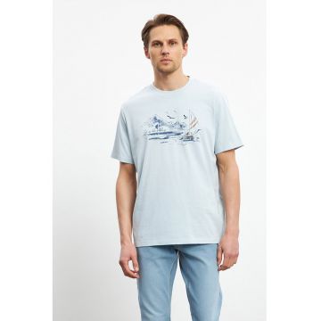 Tricou cu imprimeu grafic - Albastru deschis