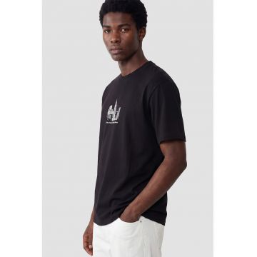 Tricou din bumbac cu imprimeu - Alb/Negru