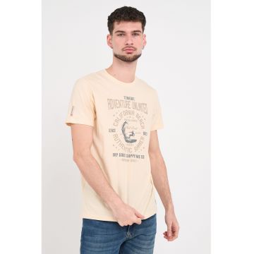 Tricou din bumbac cu imprimeu - Bej deschis