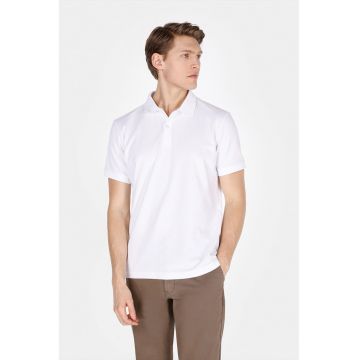 Tricou polo cu logo brodat - Alb