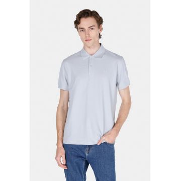 Tricou polo cu logo brodat - Albastru glaciar