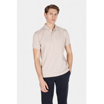 Tricou polo cu logo brodat - Bej deschis