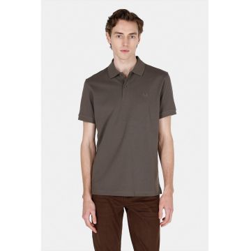 Tricou polo cu logo brodat - Maro deschis