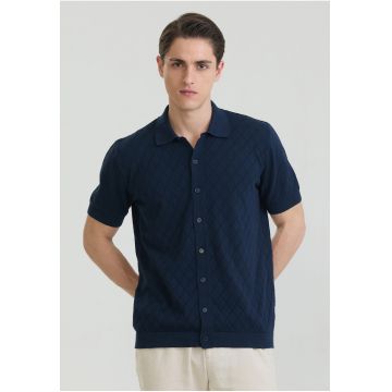 Tricou polo cu nasturi - Albastru ultramarin