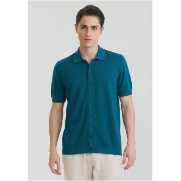 Tricou polo cu nasturi - Verde smarald