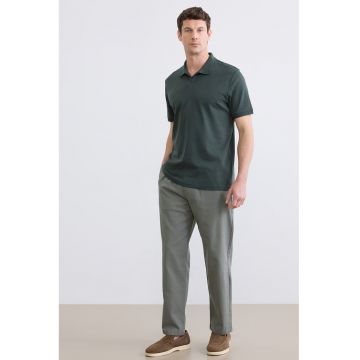 Tricou polo uni de bumbac - Verde feriga