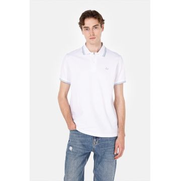 Tricou regular fit cu guler polo - Alb