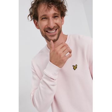 Lyle & Scott Hanorac de bumbac bărbați, culoarea roz, material neted