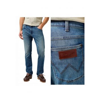 Blugi Barbati -  Greensboro - W32-L34 US - Albastru - Regular Fit - Bumbac - Design Clasic Casual - Ideal Pentru Uz Zilnic - Lungi